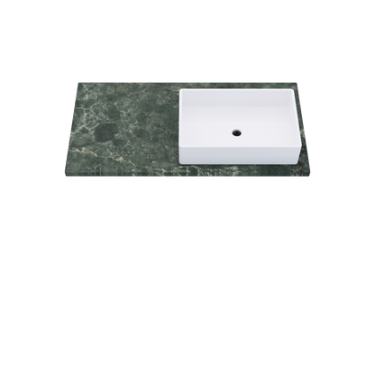 43" Vanderloc Silestone® Quartz Bathroom Vanity Top | Single Vigo Sink | Offset in Jardin Emerald