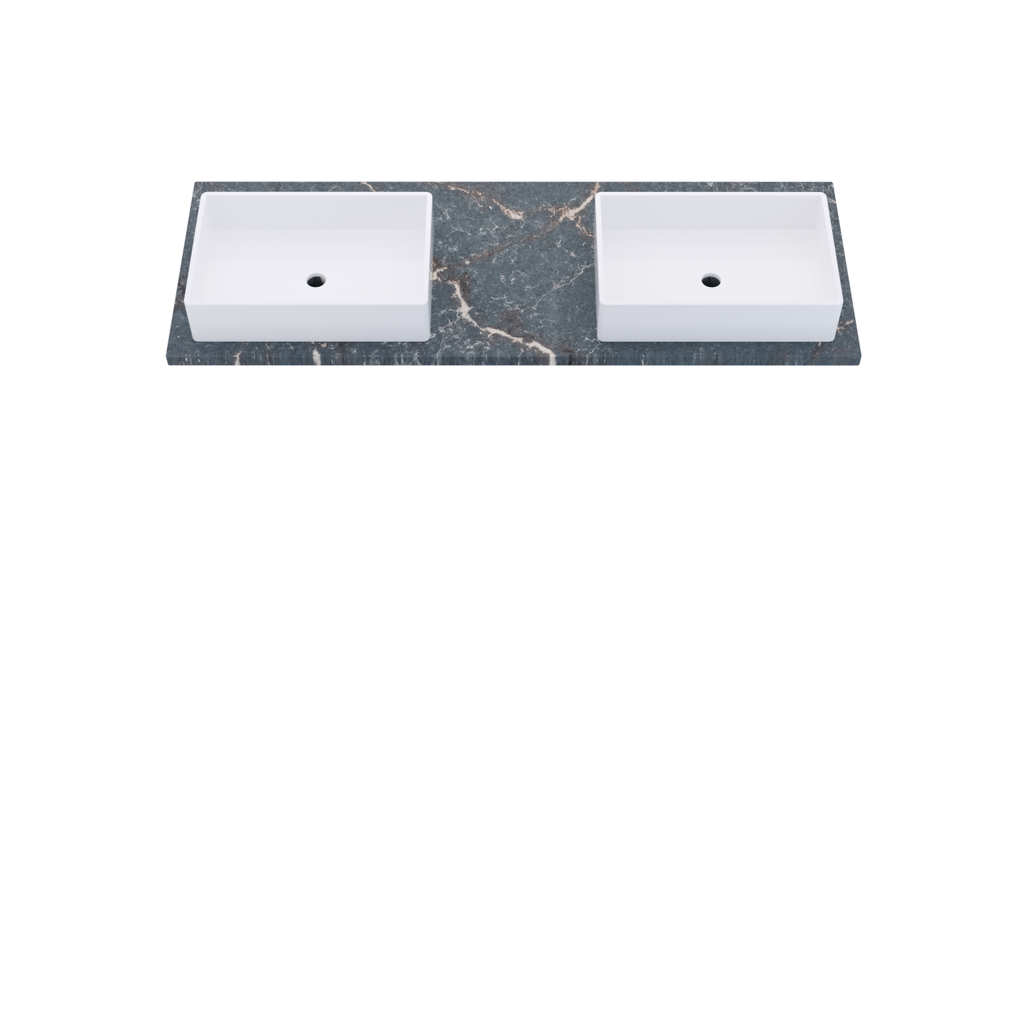 61" Vanderloc Silestone® Quartz Bathroom Vanity Top | Double Vigo Sink | Offset in Parisien Bleu
