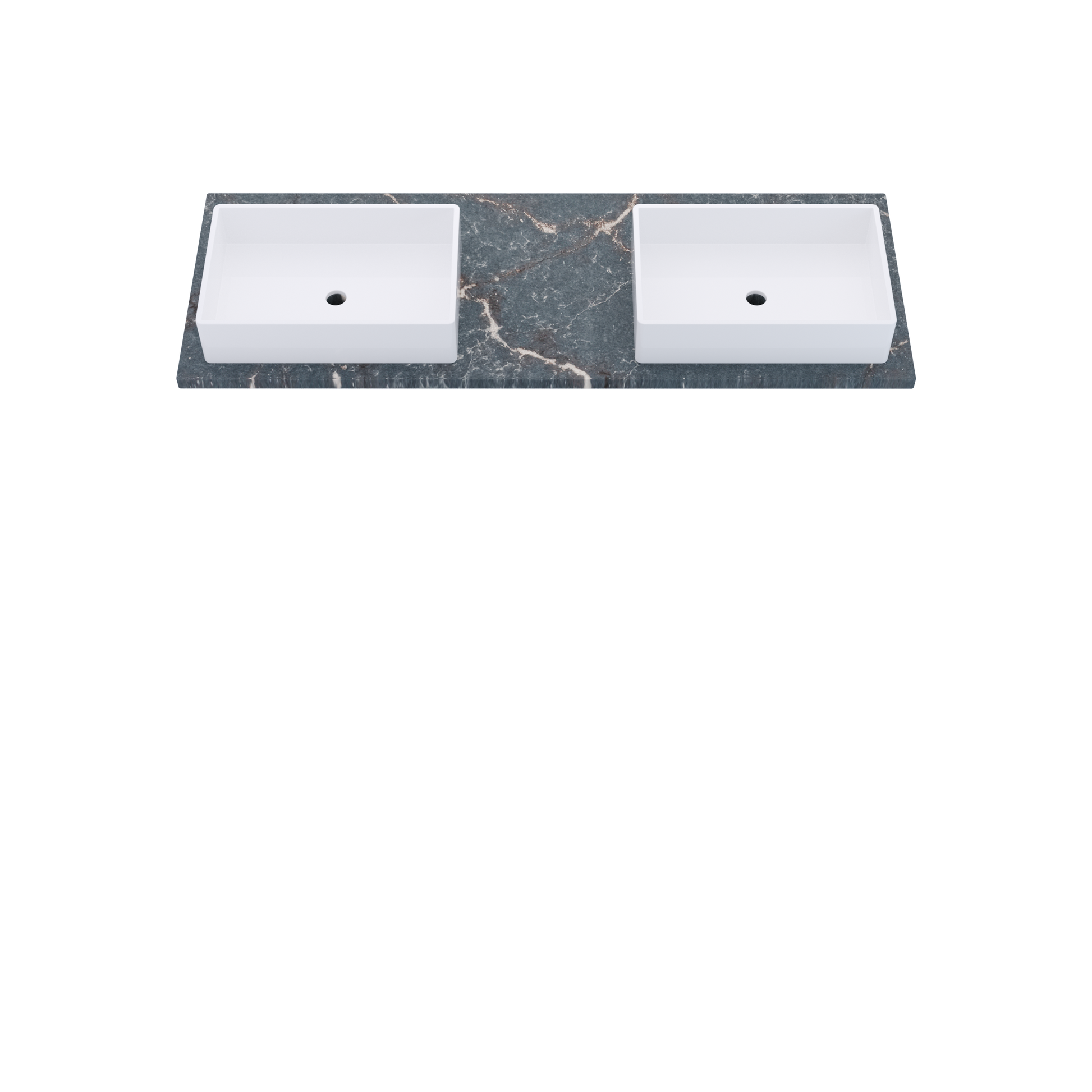 61" Vanderloc Silestone® Quartz Bathroom Vanity Top | Double Vigo Sink | Offset in Parisien Bleu