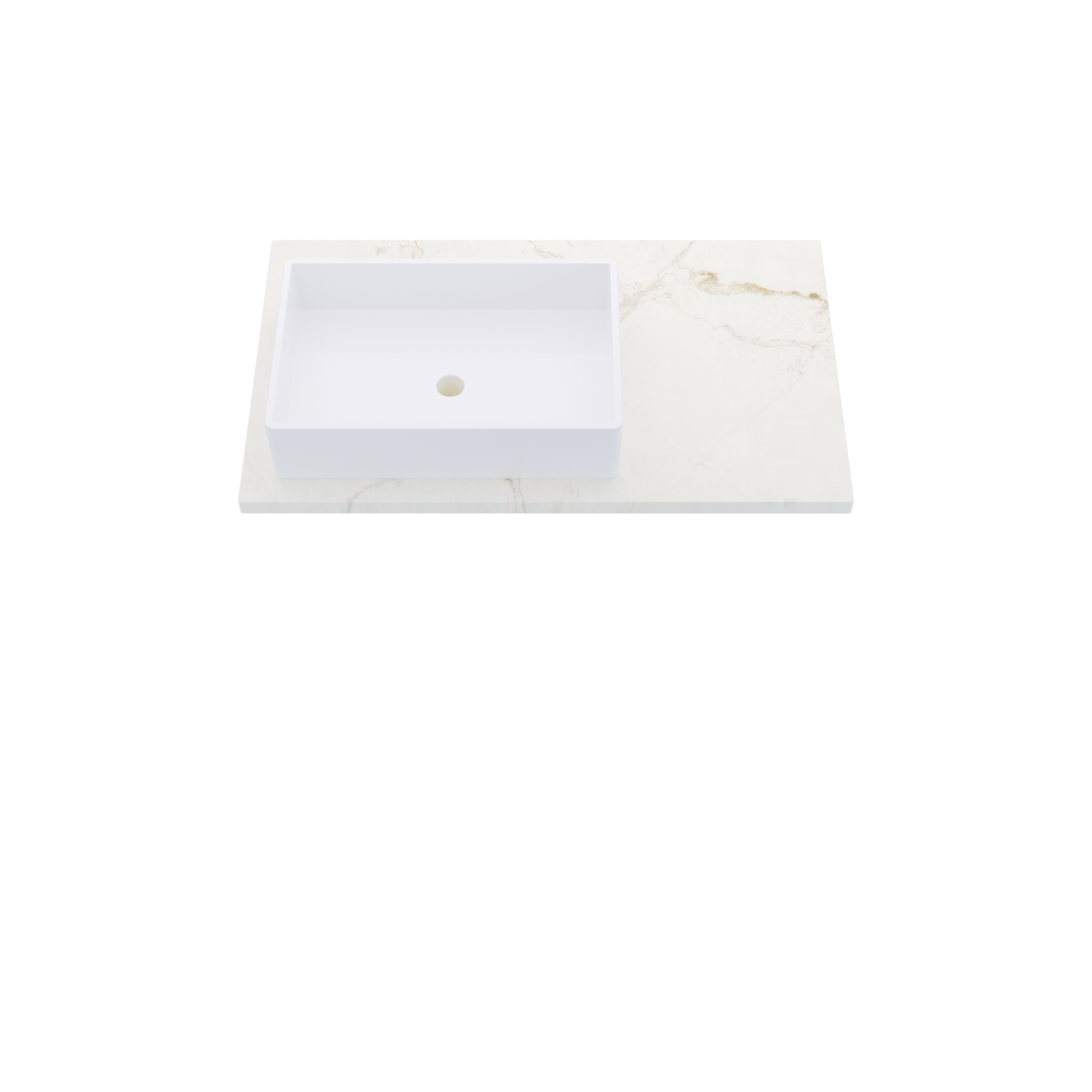 37" Vanderloc Silestone® Quartz Bathroom Vanity Top | Single Rectangle Sink | Offset in Blanc Elysee