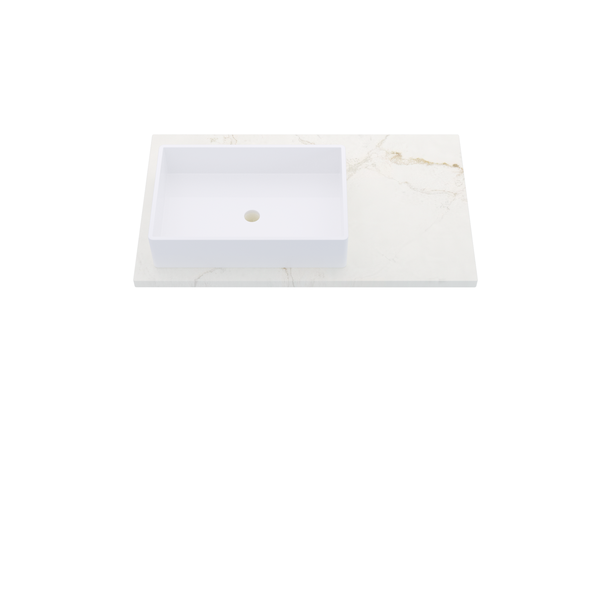 37" Vanderloc Silestone® Quartz Bathroom Vanity Top | Single Rectangle Sink | Offset in Blanc Elysee