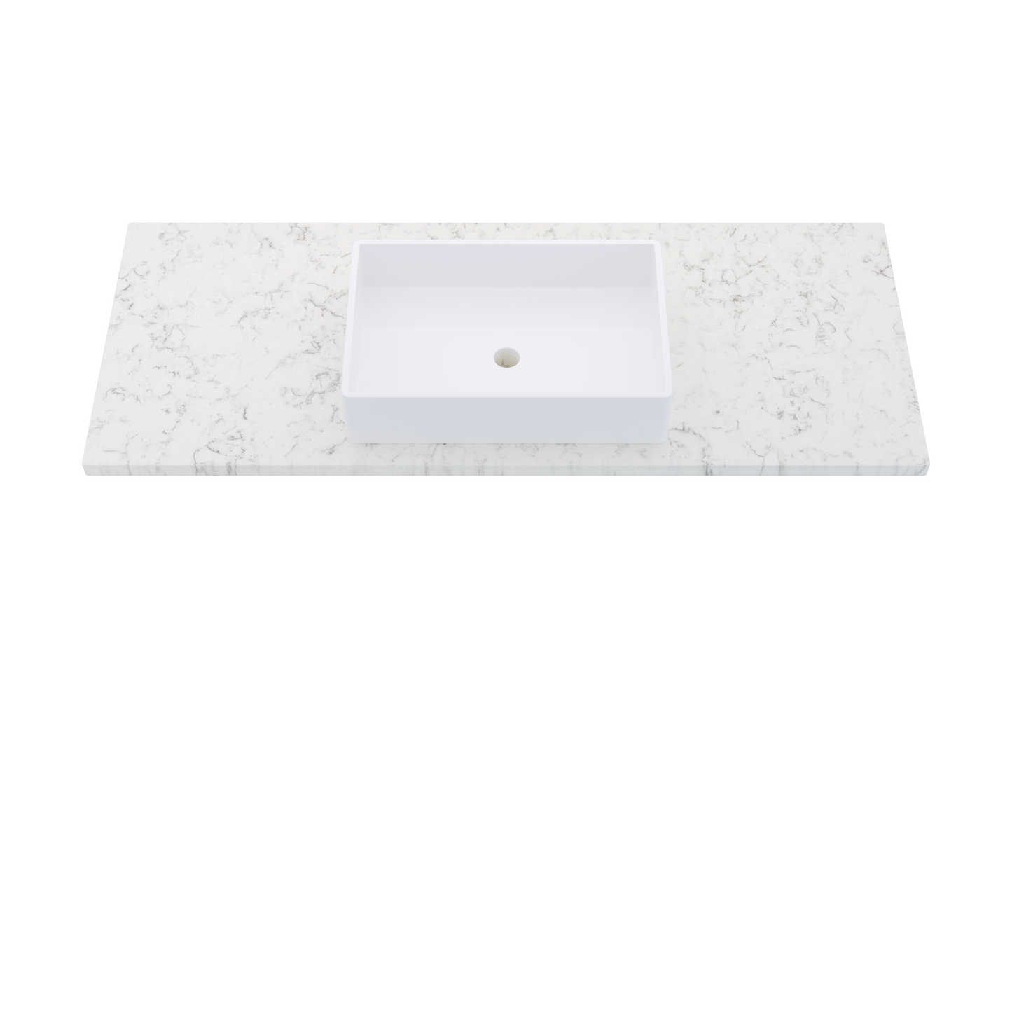 55" Vanderloc Silestone® Quartz Bathroom Vanity Top | Single Vigo Sink | Centered in Lyra