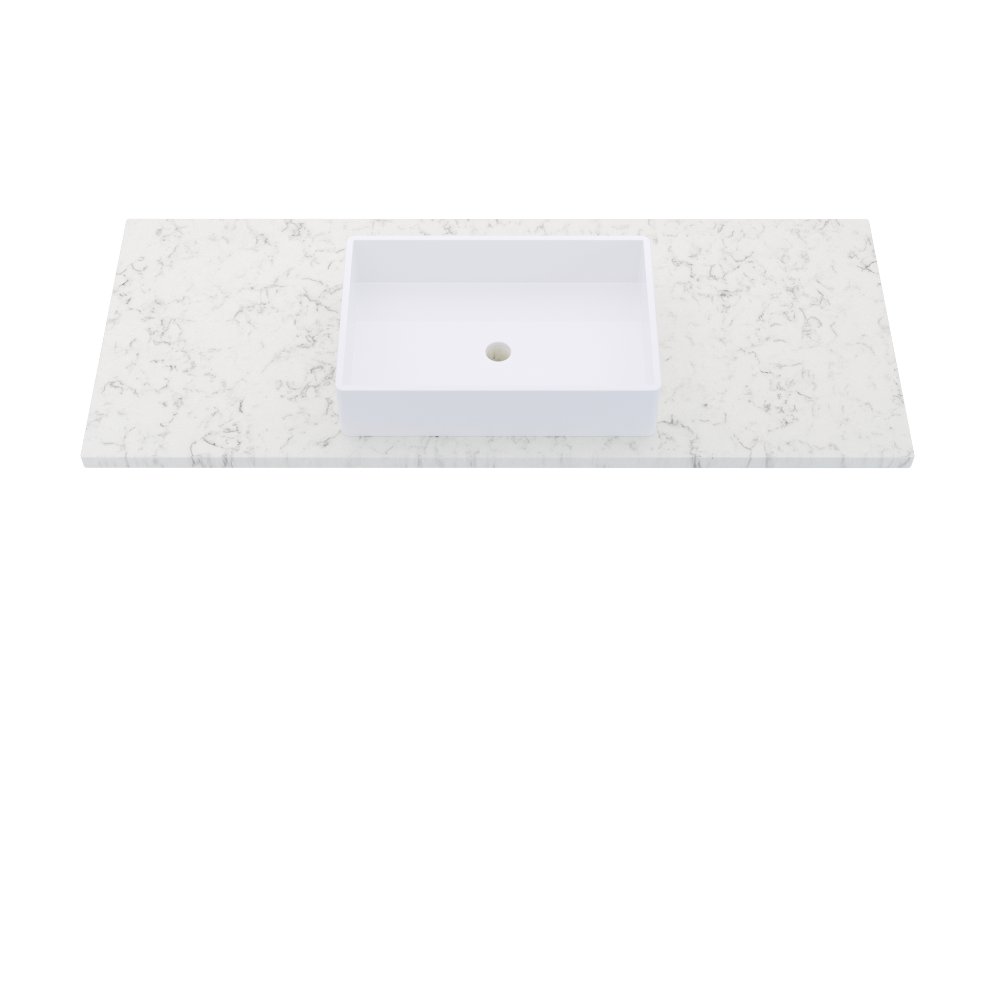 55" Vanderloc Silestone® Quartz Bathroom Vanity Top | Single Vigo Sink | Centered in Lyra