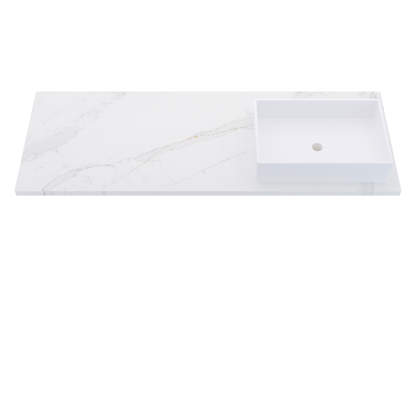 61" Vanderloc Silestone® Quartz Bathroom Vanity Top | Single Vigo Sink | Right Offset in Et Calacatta Gold