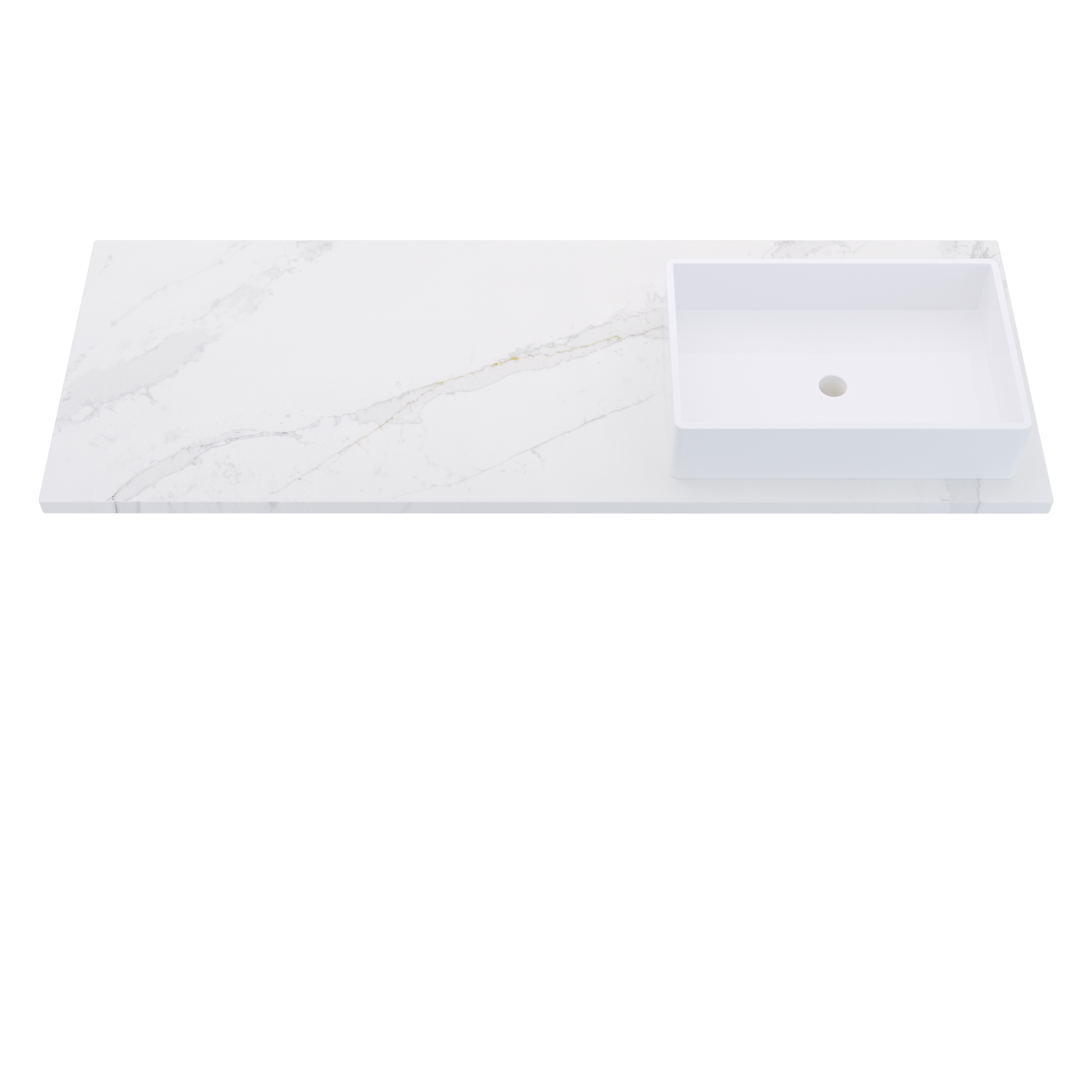 61" Vanderloc Silestone® Quartz Bathroom Vanity Top | Single Vigo Sink | Right Offset in Et Calacatta Gold