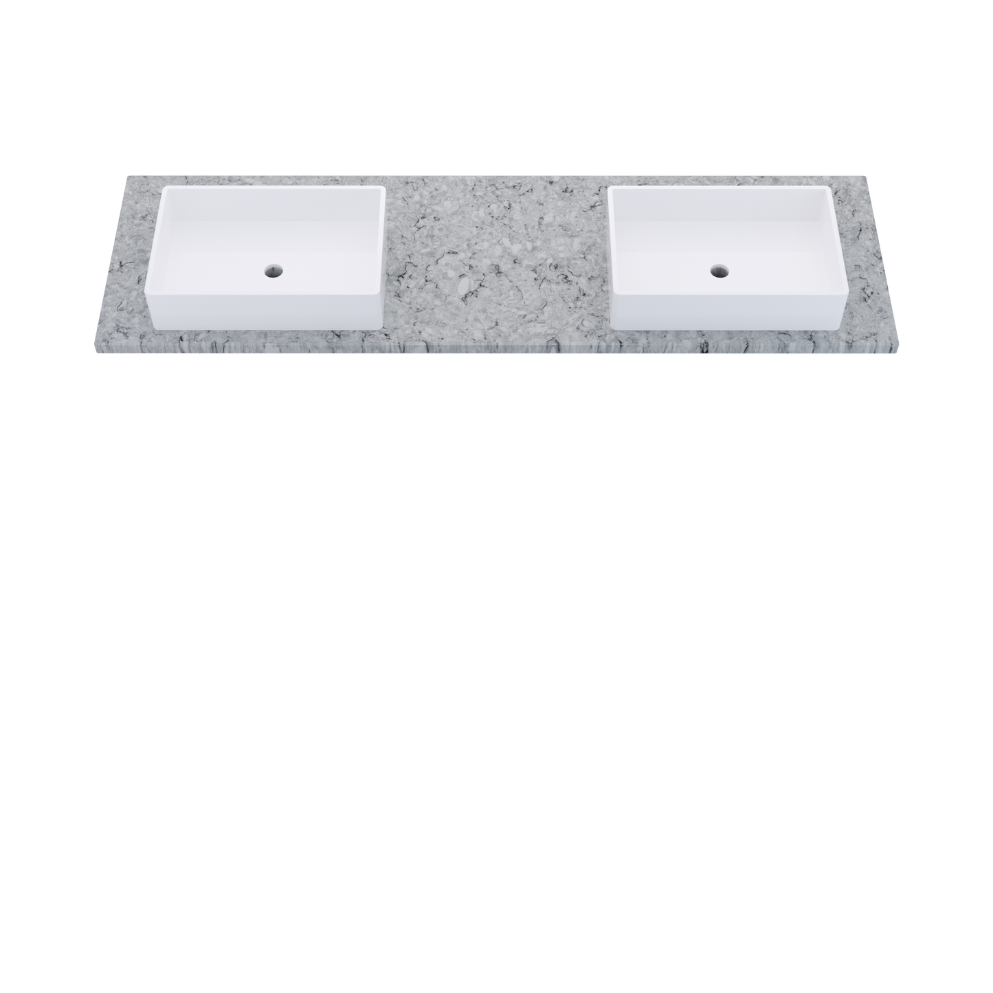 73" Vanderloc Silestone® Quartz Bathroom Vanity Top | Double Vigo Sink | Offset in Pietra