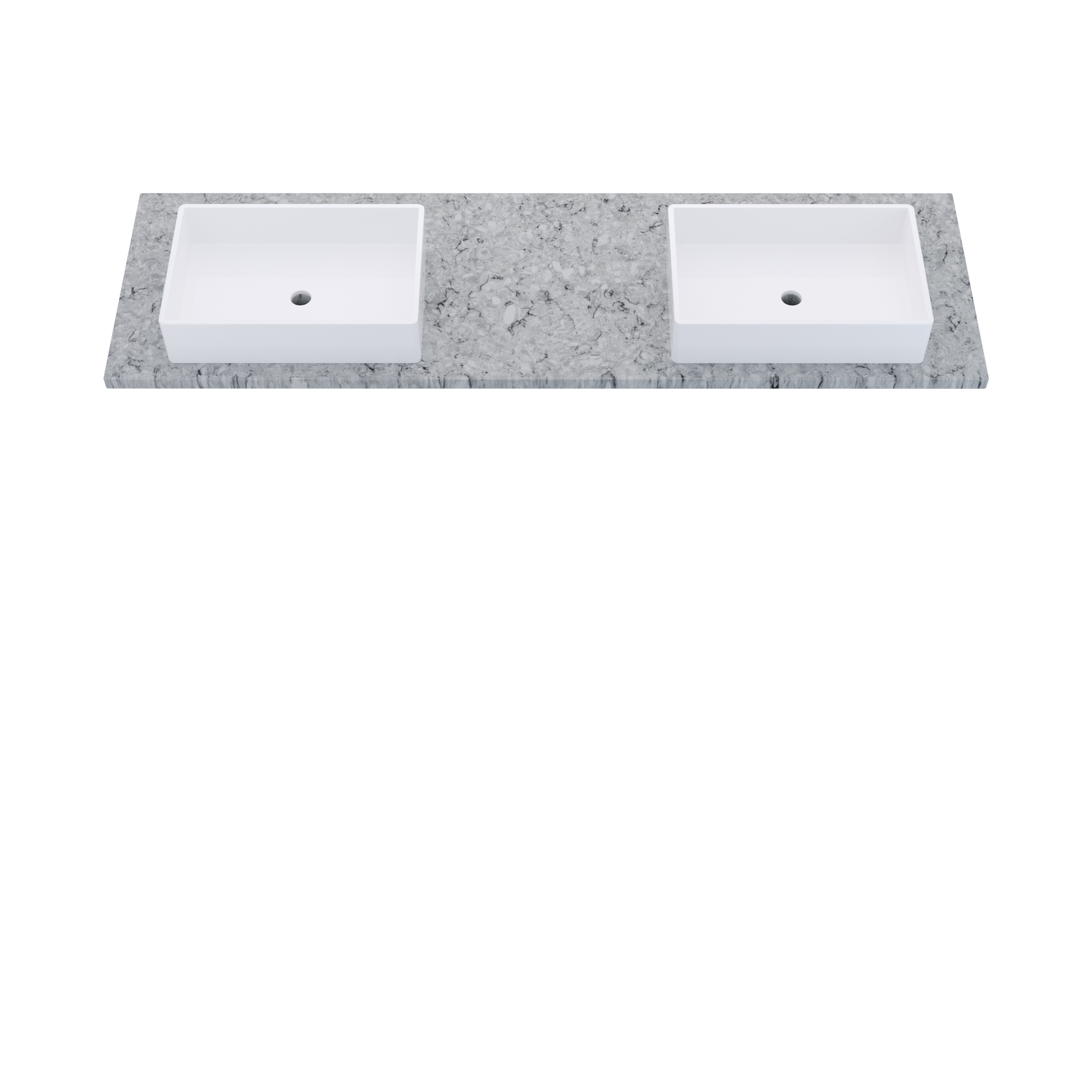 73" Vanderloc Silestone® Quartz Bathroom Vanity Top | Double Vigo Sink | Offset in Pietra