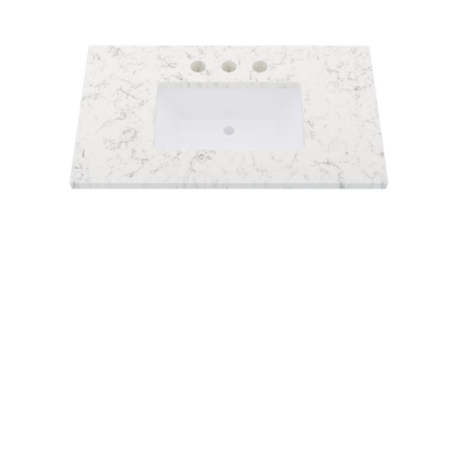 37" Vanderloc Silestone® Quartz Bathroom Vanity Top | Single Rectangle Sink | Centered in Lyra