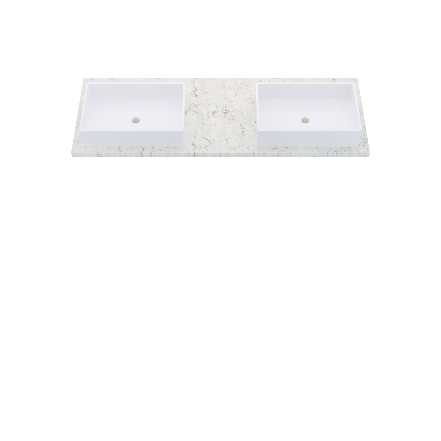 61" Vanderloc Silestone® Quartz Bathroom Vanity Top | Double Vigo Sink | Offset in Lusso