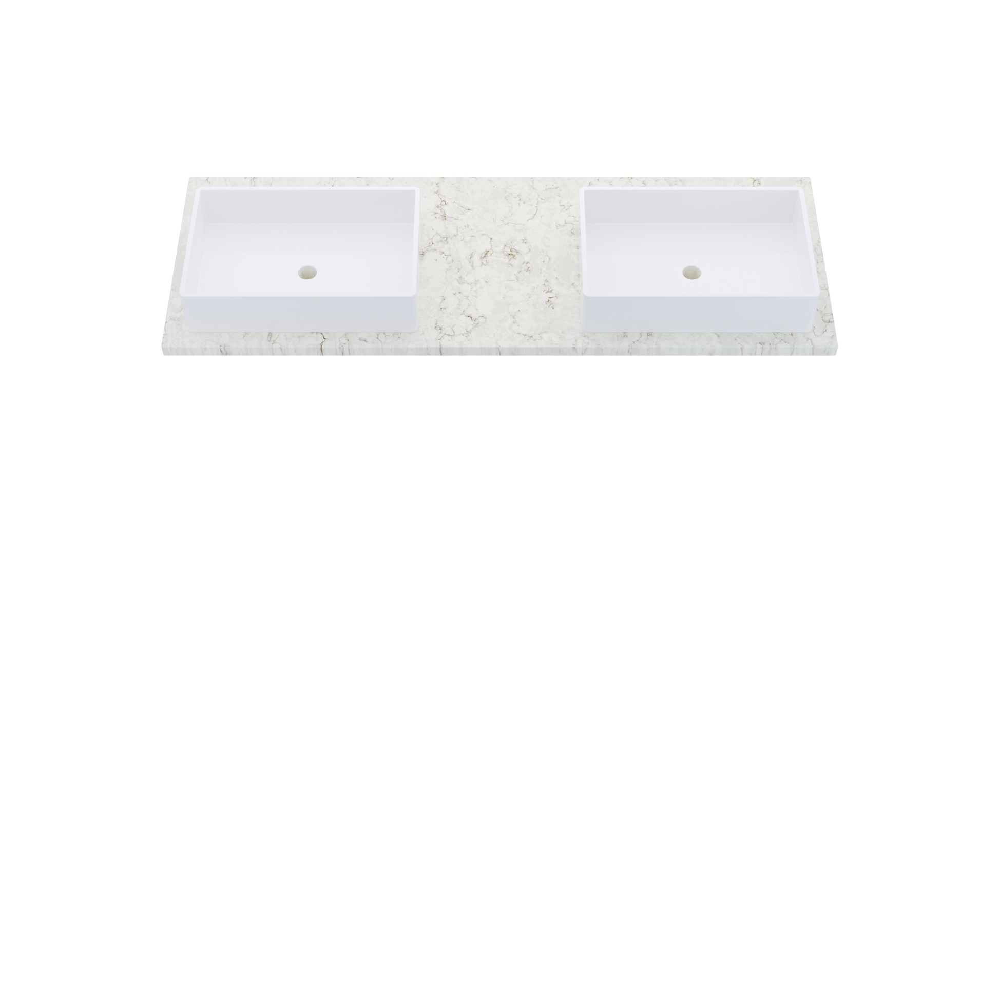 61" Vanderloc Silestone® Quartz Bathroom Vanity Top | Double Vigo Sink | Offset in Lusso