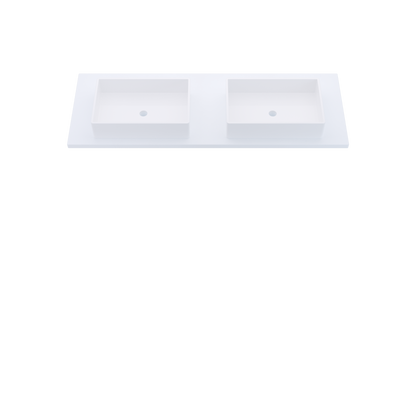 61" Vanderloc Silestone® Quartz Bathroom Vanity Top | Double Vigo Sink | Centered in Miami White