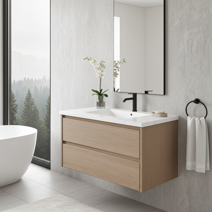 Vanderloc Gilded Two-Drawer Single Bath Floating Vanity (Add Top & Faucet)