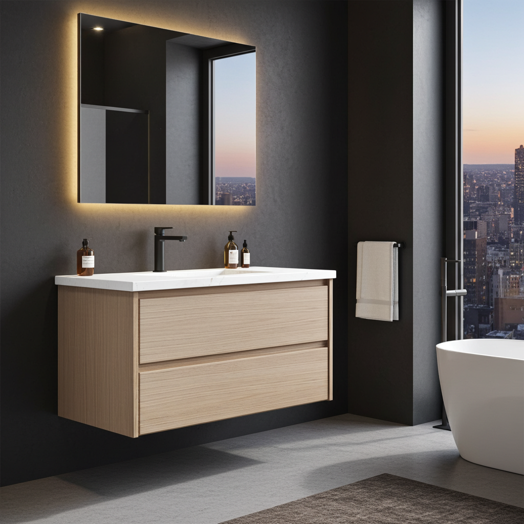 Vanderloc Gilded Two-Drawer Single Bath Floating Vanity (Add Top & Faucet)
