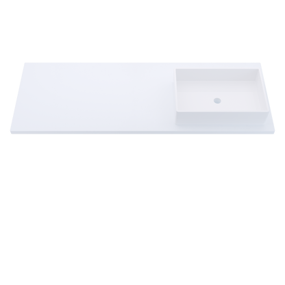 61" Vanderloc Silestone® Quartz Bathroom Vanity Top | Single Vigo Sink | Right Offset in Miami White