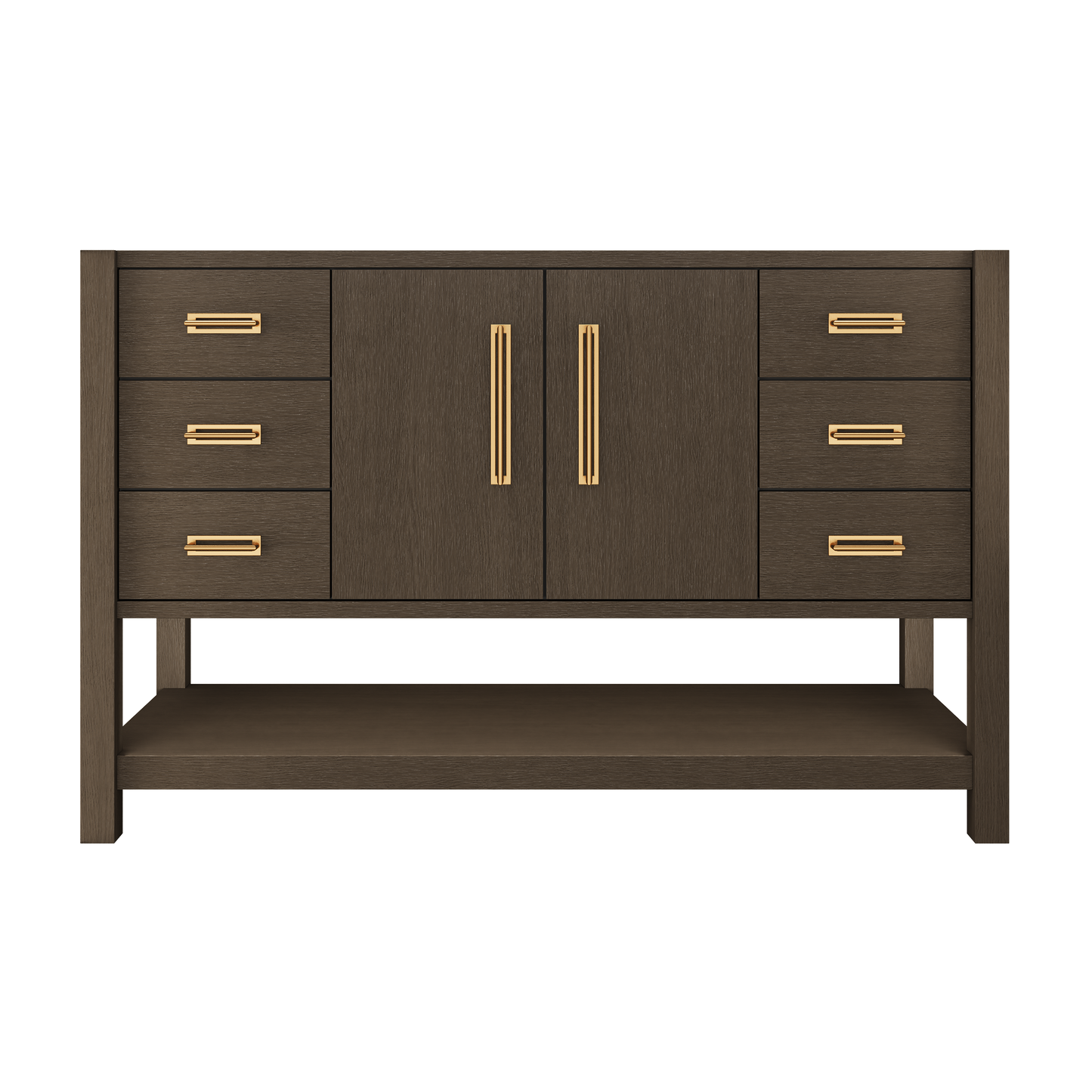 Kiawah Single Extra-Wide Bath Vanity 54in Russet Shadow Satin Gold