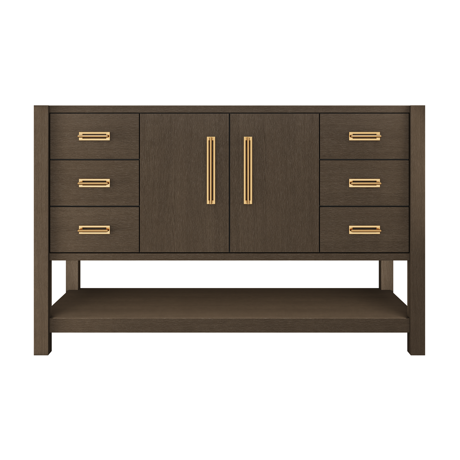 Kiawah Single Extra-Wide Bath Vanity 54in Russet Shadow Satin Gold