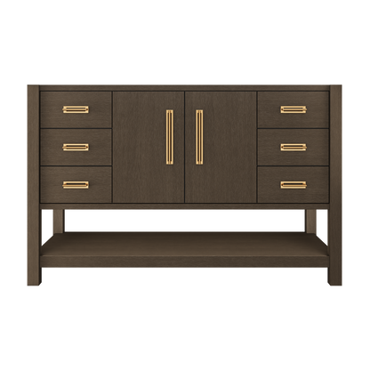 Kiawah Single Extra-Wide Bath Vanity 54in Russet Shadow Satin Gold