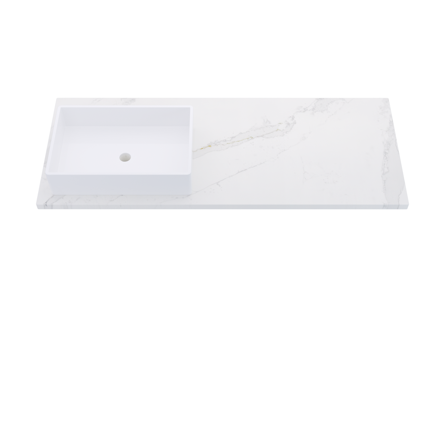55" Vanderloc Silestone® Quartz Bathroom Vanity Top | Single Rectangle Sink | Offset in Et Calacatta Gold