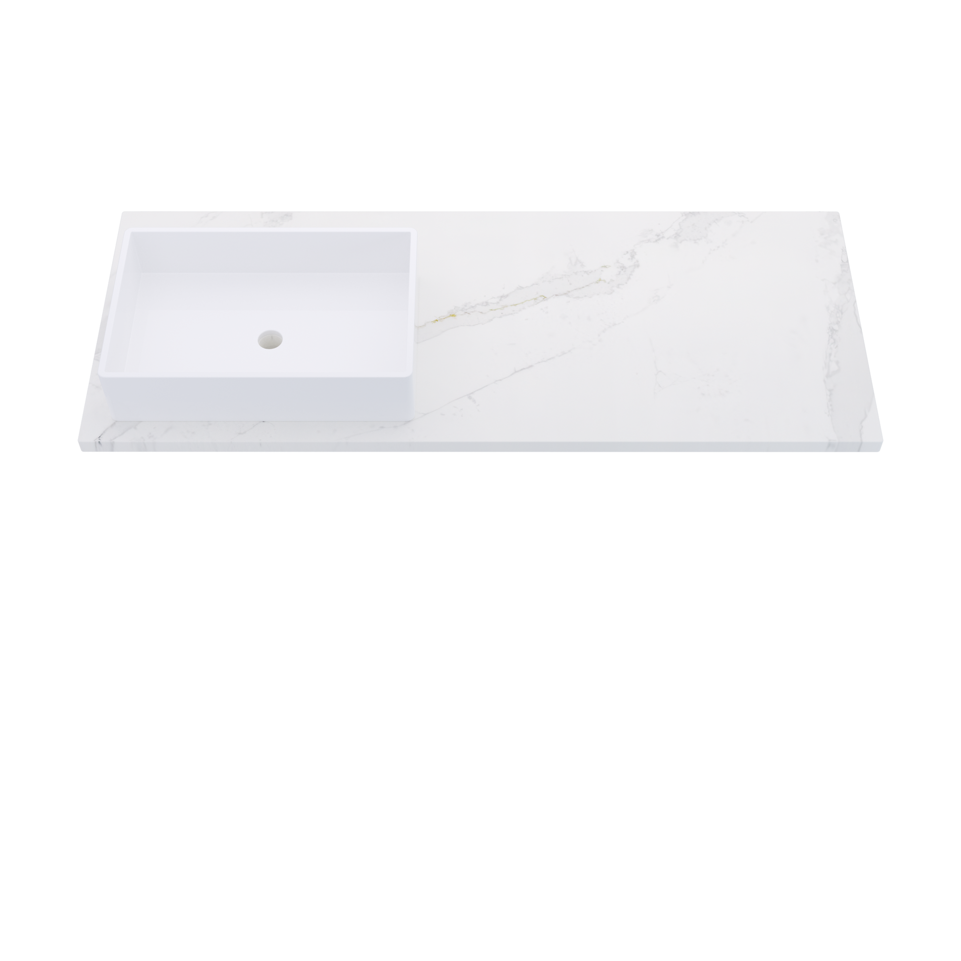 55" Vanderloc Silestone® Quartz Bathroom Vanity Top | Single Rectangle Sink | Offset in Et Calacatta Gold