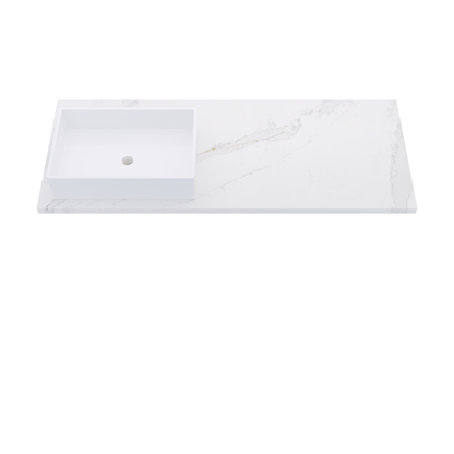 55" Vanderloc Silestone® Quartz Bathroom Vanity Top | Single Rectangle Sink | Offset in Et Calacatta Gold
