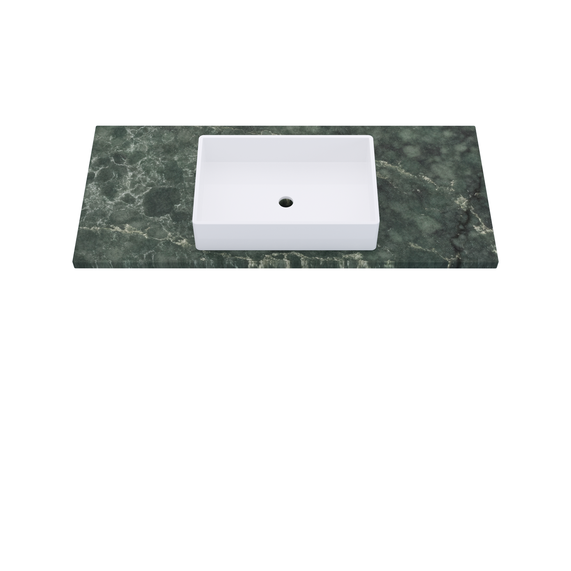 49" Vanderloc Silestone® Quartz Bathroom Vanity Top | Single Vigo Sink | Centered in Jardin Emerald