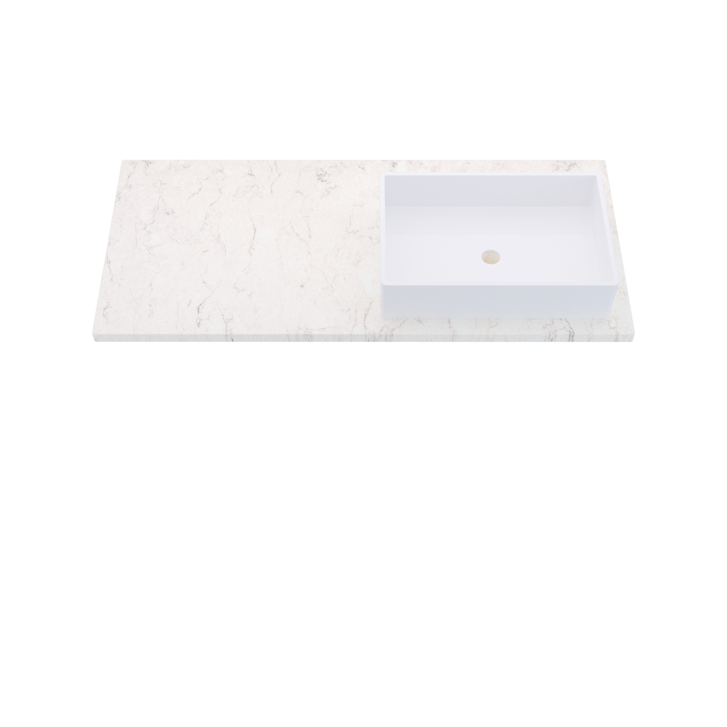 49" Vanderloc Silestone® Quartz Bathroom Vanity Top | Single Vigo Sink | Offset in Snowy Ibiza