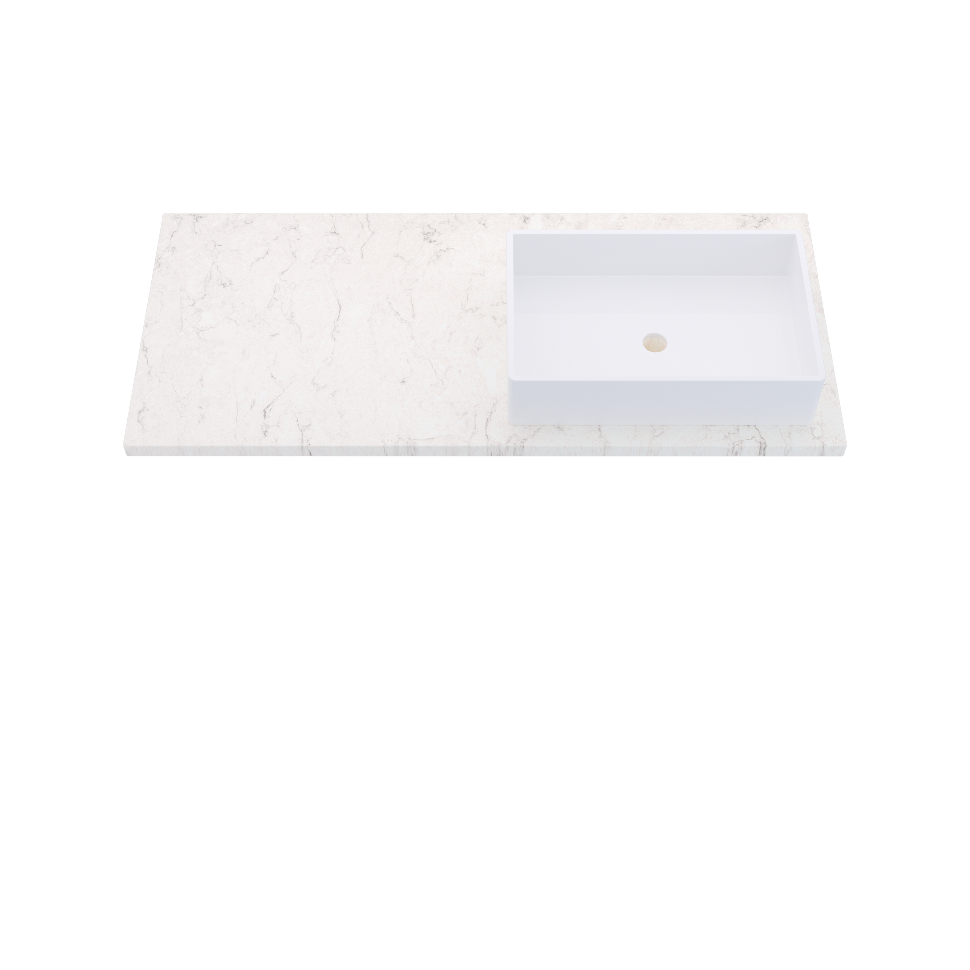 49" Vanderloc Silestone® Quartz Bathroom Vanity Top | Single Vigo Sink | Offset in Snowy Ibiza
