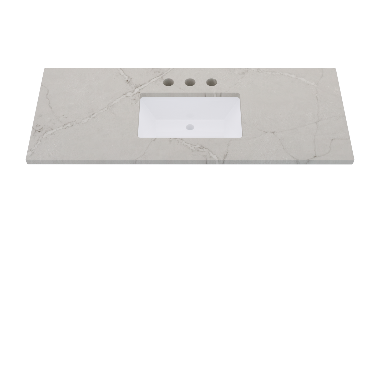 55" Vanderloc Silestone® Quartz Bathroom Vanity Top | Single Rectangle Sink | Centered in Victorian Silver
