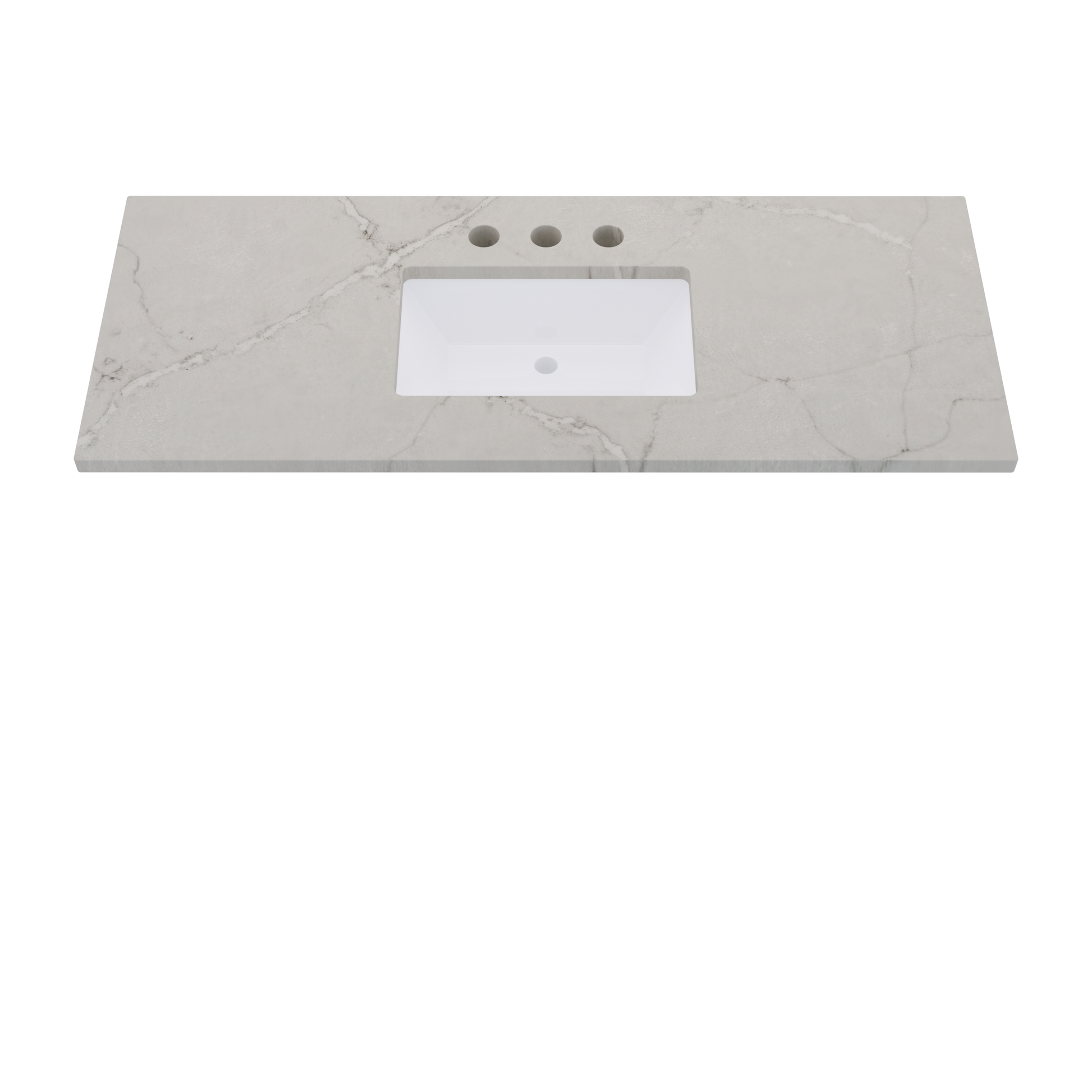 55" Vanderloc Silestone® Quartz Bathroom Vanity Top | Single Rectangle Sink | Centered in Victorian Silver