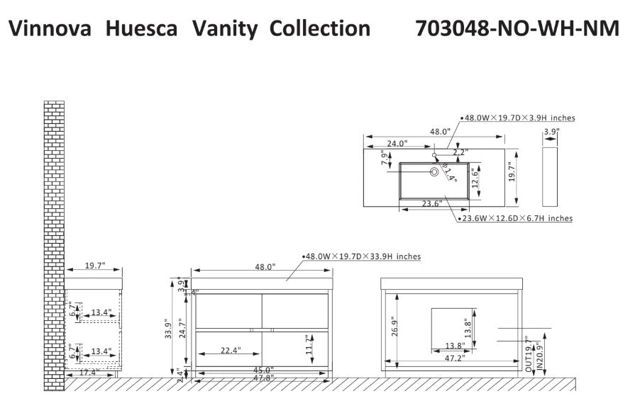 Vinnova Huesca 48-inch single sink bathroom vanity in North American Oak — view 8