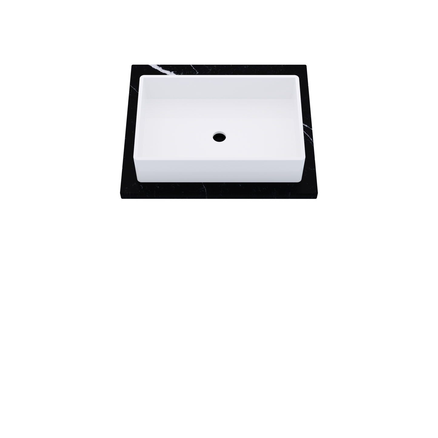 25" Vanderloc Silestone® Quartz Bathroom Vanity Top | Single Vigo Sink | Centered in Eternal Marquina