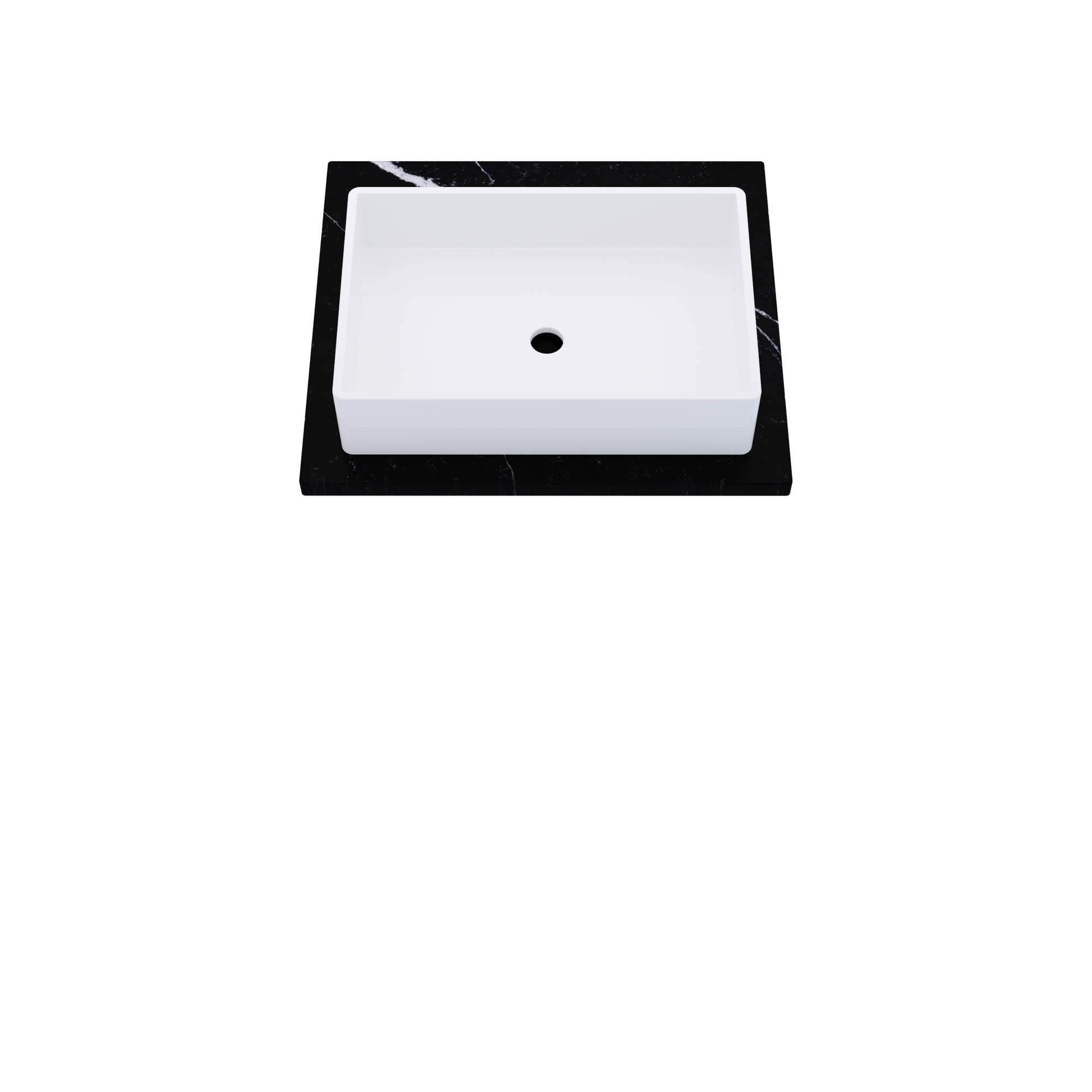 25" Vanderloc Silestone® Quartz Bathroom Vanity Top | Single Vigo Sink | Centered in Eternal Marquina