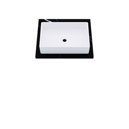25" Vanderloc Silestone® Quartz Bathroom Vanity Top | Single Vigo Sink | Centered in Eternal Marquina