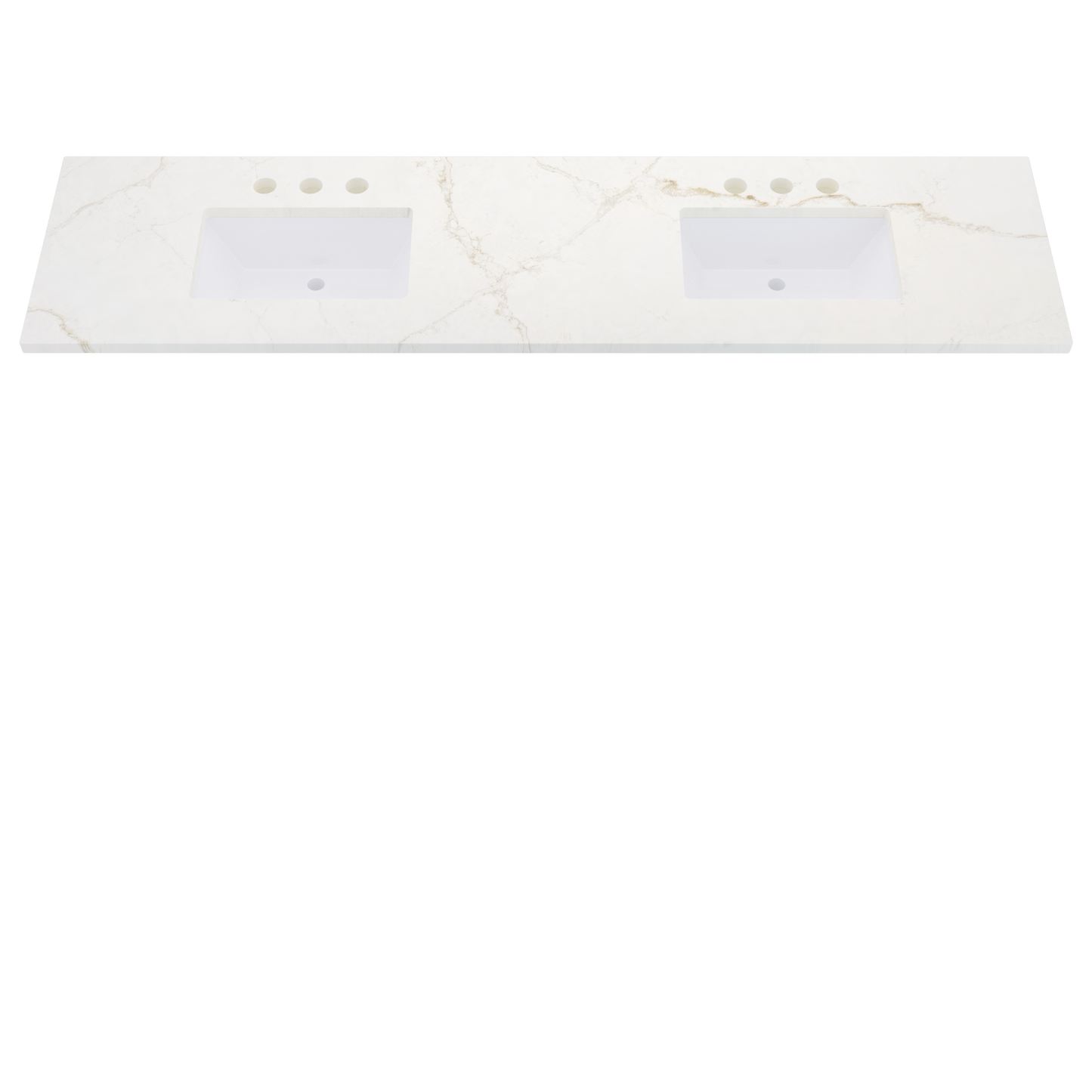 85" Vanderloc Silestone® Quartz Bathroom Vanity Top | Double Rectangle Sink | Centered in Blanc Elysee