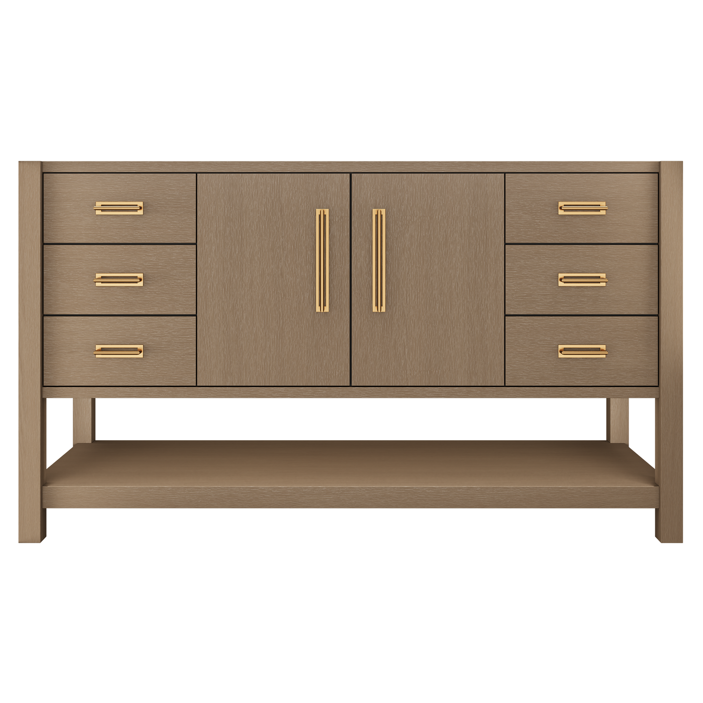 Kiawah Single Extra-Wide Bath Vanity 60in Smoked Modern Satin Gold