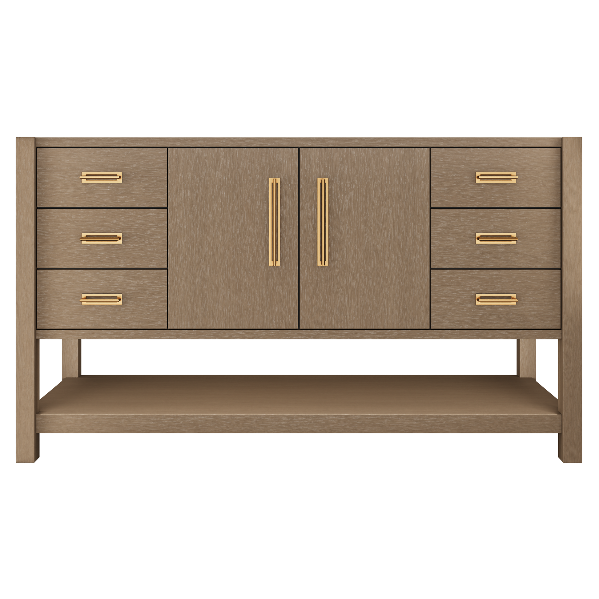 Kiawah Single Extra-Wide Bath Vanity 60in Smoked Modern Satin Gold