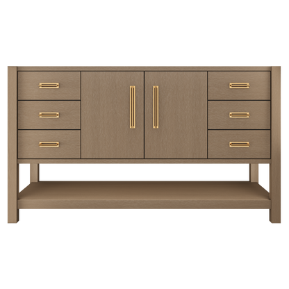 Kiawah Single Extra-Wide Bath Vanity 60in Smoked Modern Satin Gold