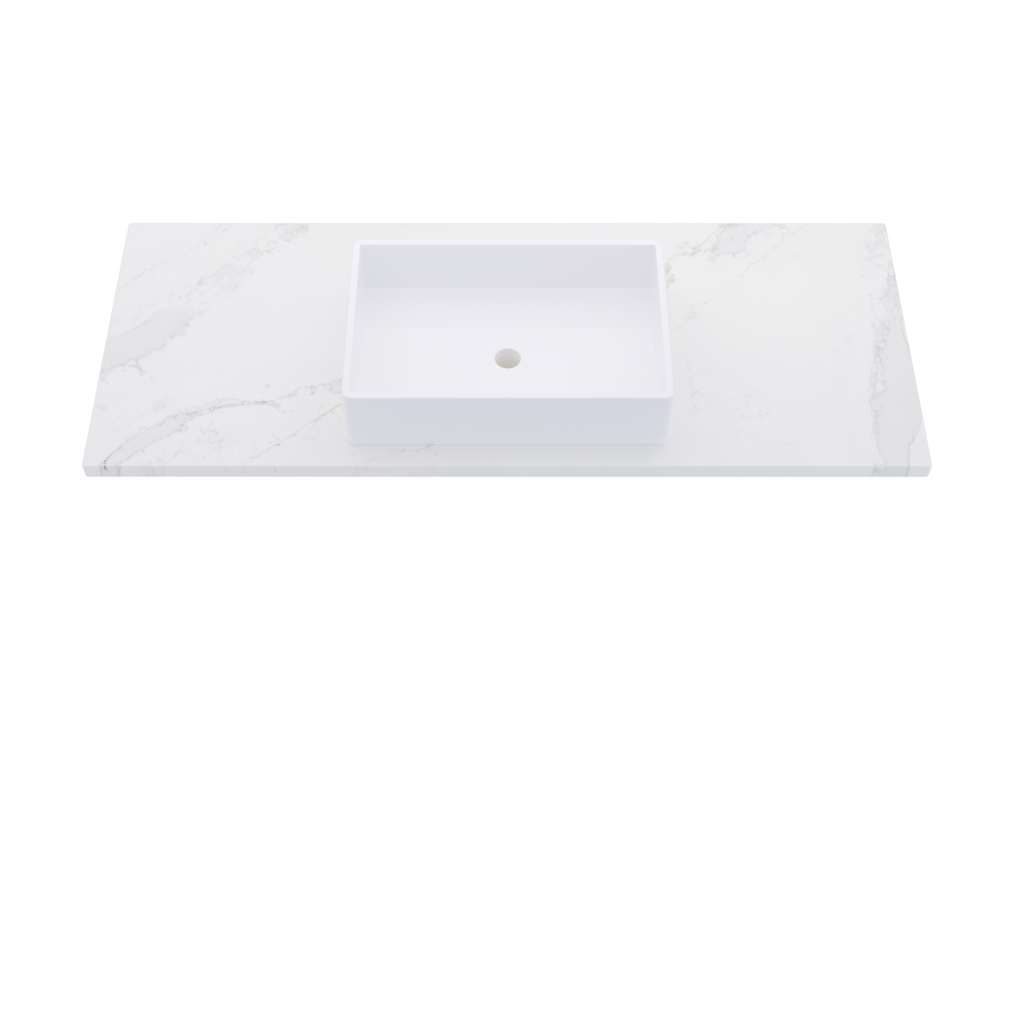 55" Vanderloc Silestone® Quartz Bathroom Vanity Top | Single Vigo Sink | Centered in Et Calacatta Gold
