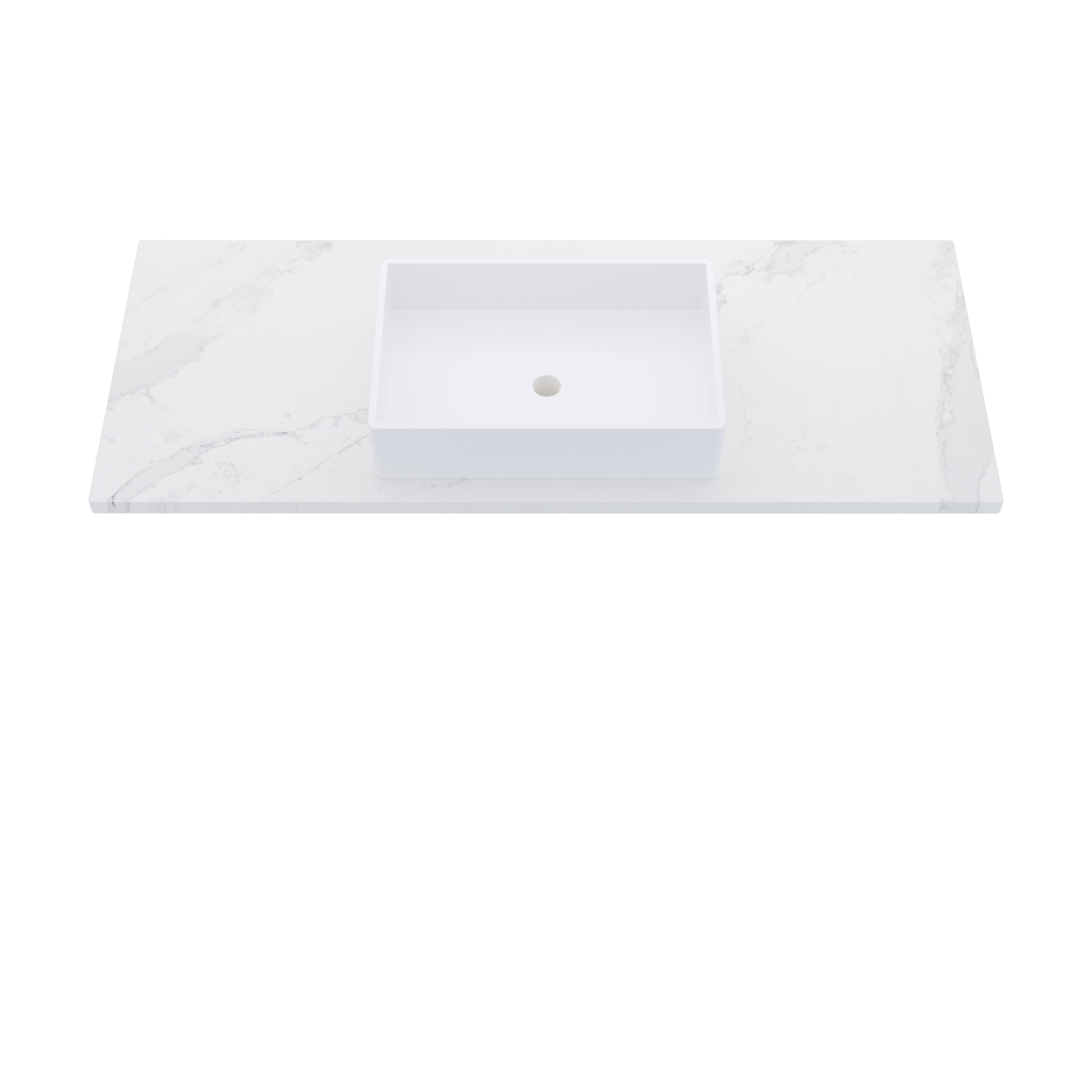 55" Vanderloc Silestone® Quartz Bathroom Vanity Top | Single Vigo Sink | Centered in Et Calacatta Gold
