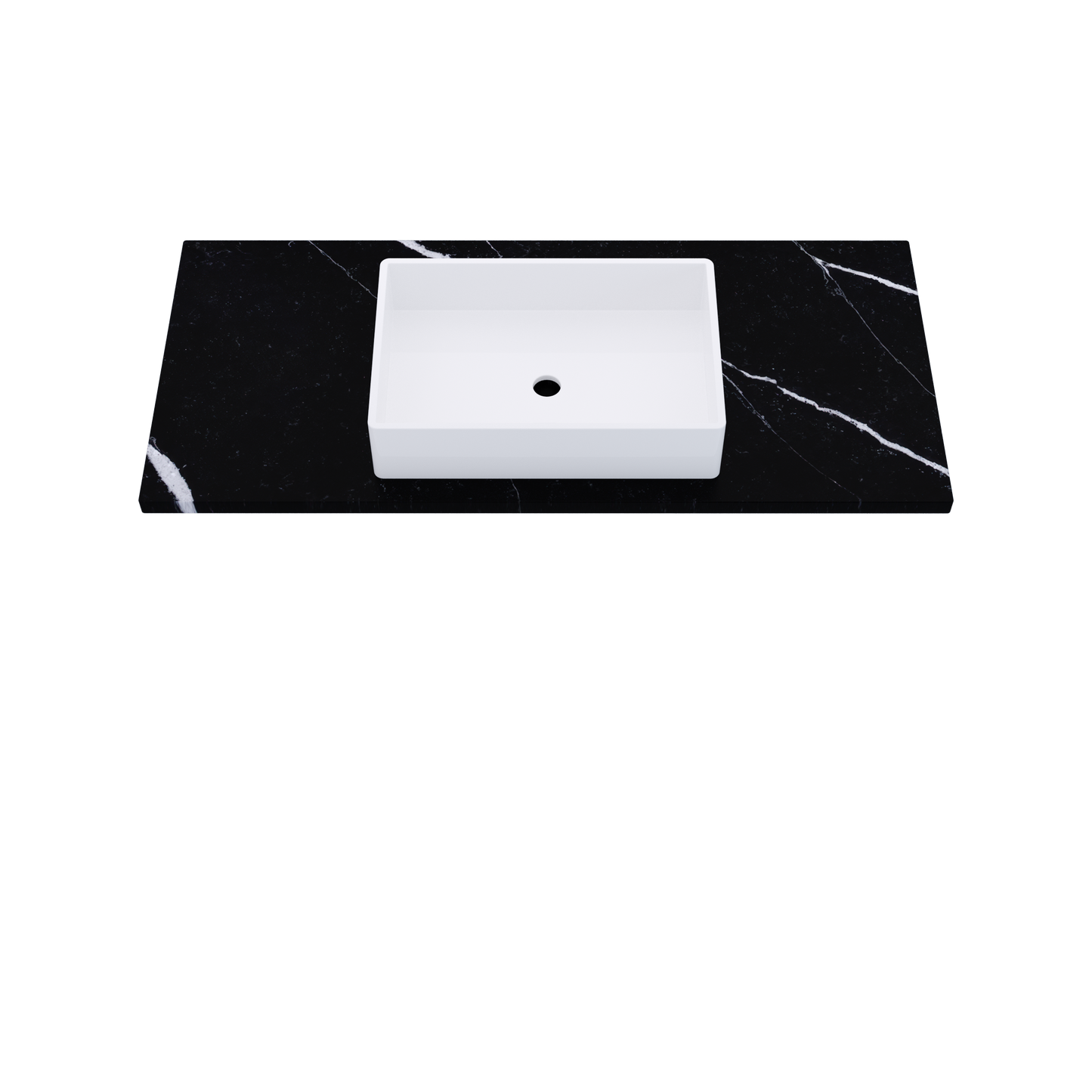 49" Vanderloc Silestone® Quartz Bathroom Vanity Top | Single Vigo Sink | Centered in Eternal Marquina