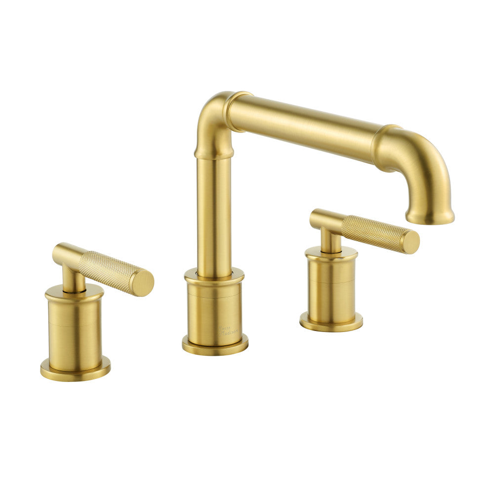 Swiss Madison Avallon widespread faucet, sleek lever handle detail
