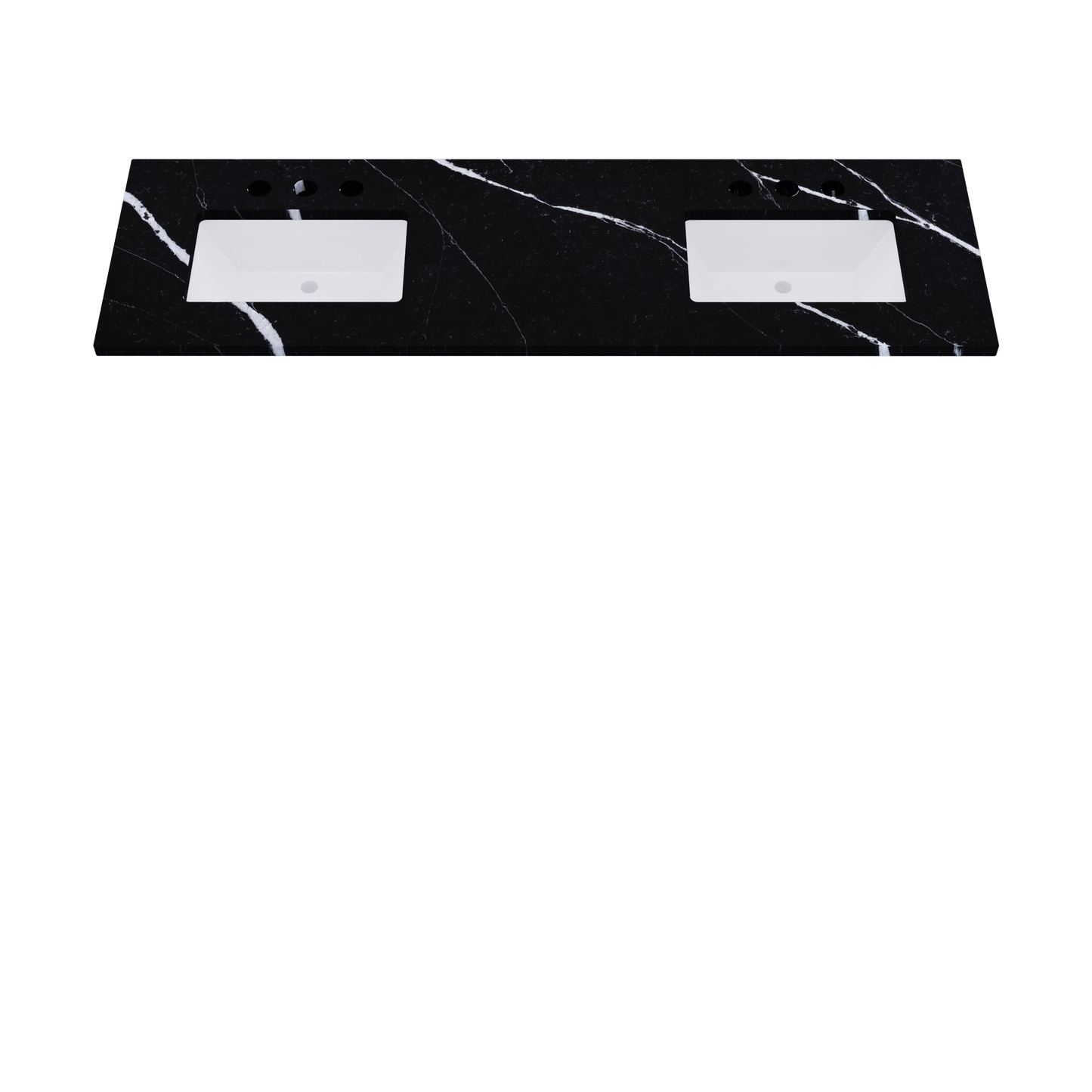 73" Vanderloc Silestone® Quartz Bathroom Vanity Top | Double Rectangle Sink | Offset in Eternal Marquina