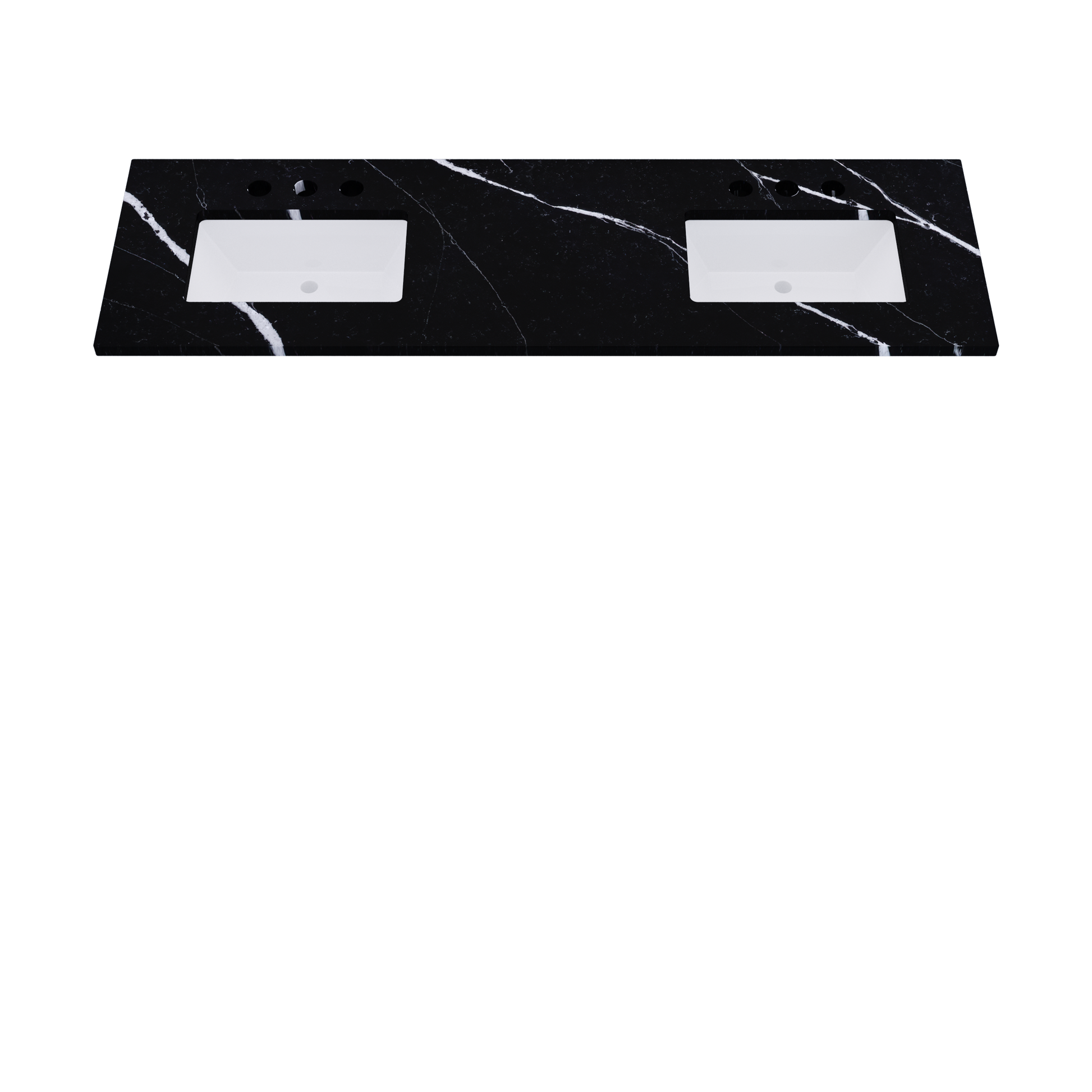73" Vanderloc Silestone® Quartz Bathroom Vanity Top | Double Rectangle Sink | Offset in Eternal Marquina