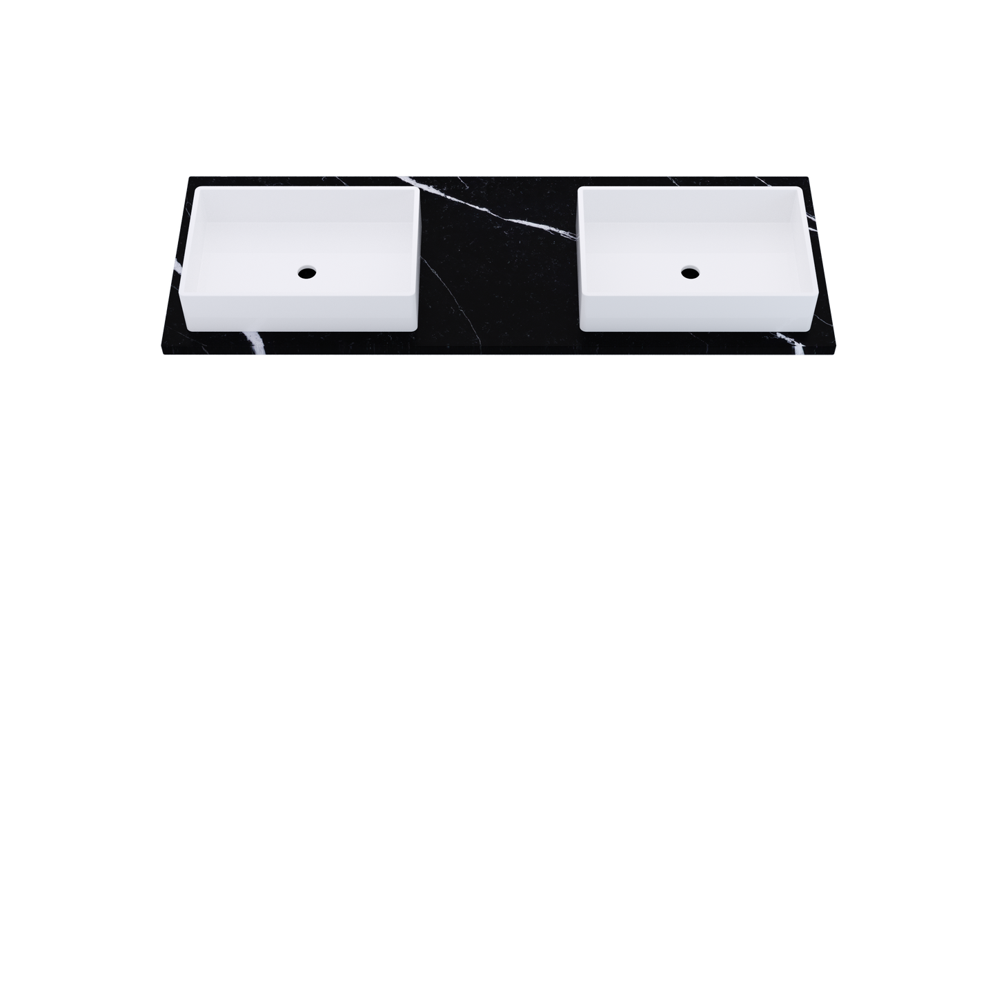 61" Vanderloc Silestone® Quartz Bathroom Vanity Top | Double Vigo Sink | Offset in Eternal Marquina
