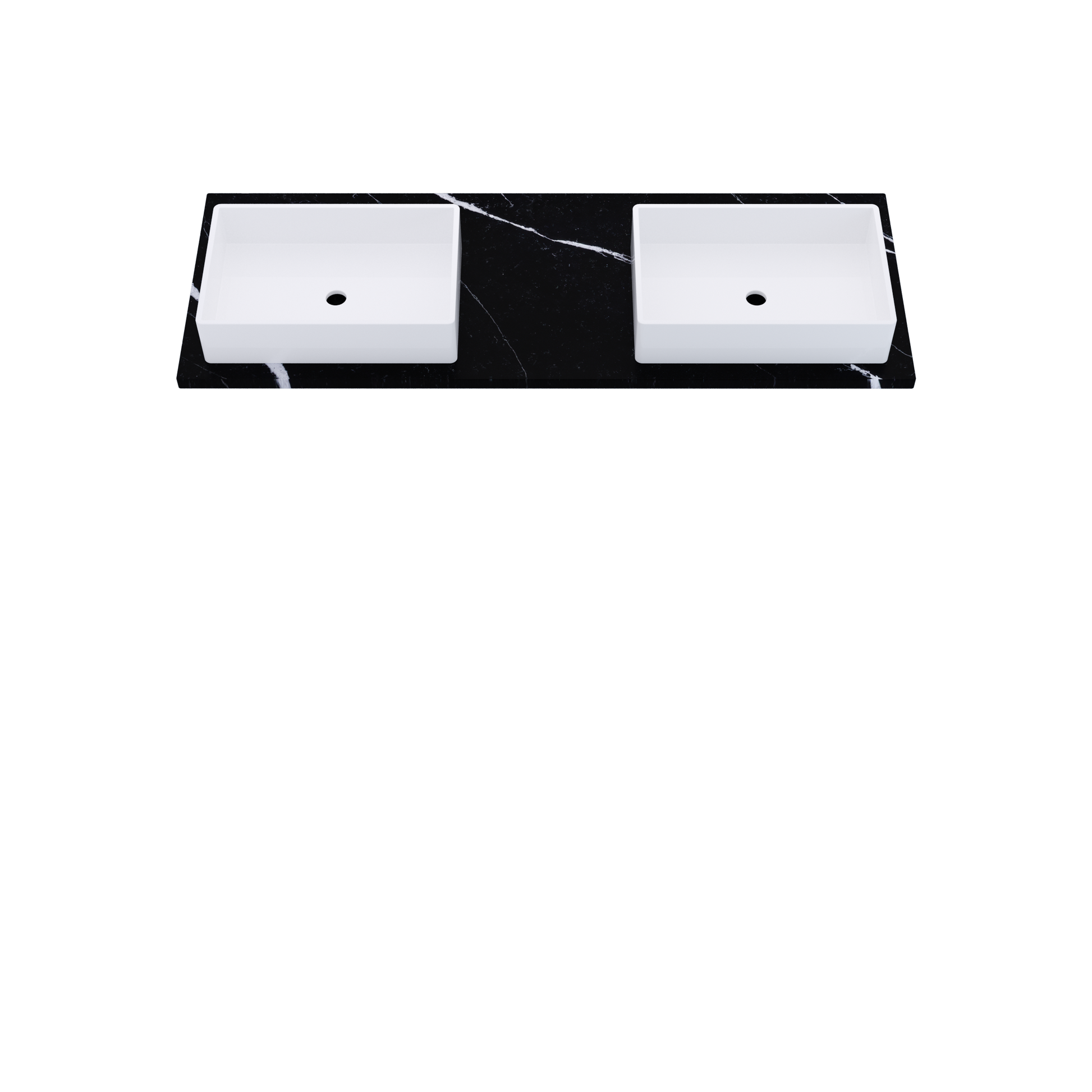 61" Vanderloc Silestone® Quartz Bathroom Vanity Top | Double Vigo Sink | Offset in Eternal Marquina