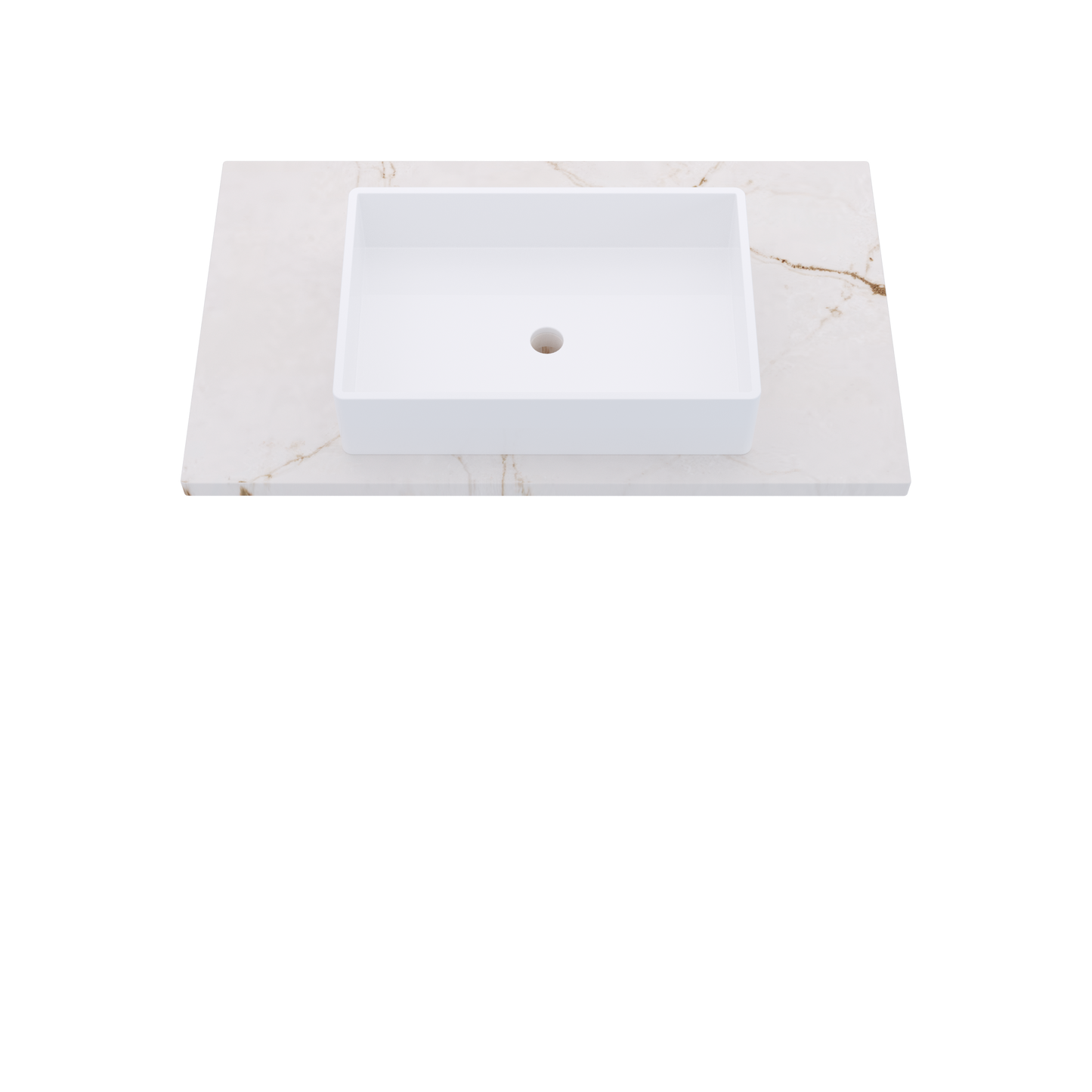 37" Vanderloc Silestone® Quartz Bathroom Vanity Top | Single Vigo Sink | Centered in Versailles Ivory