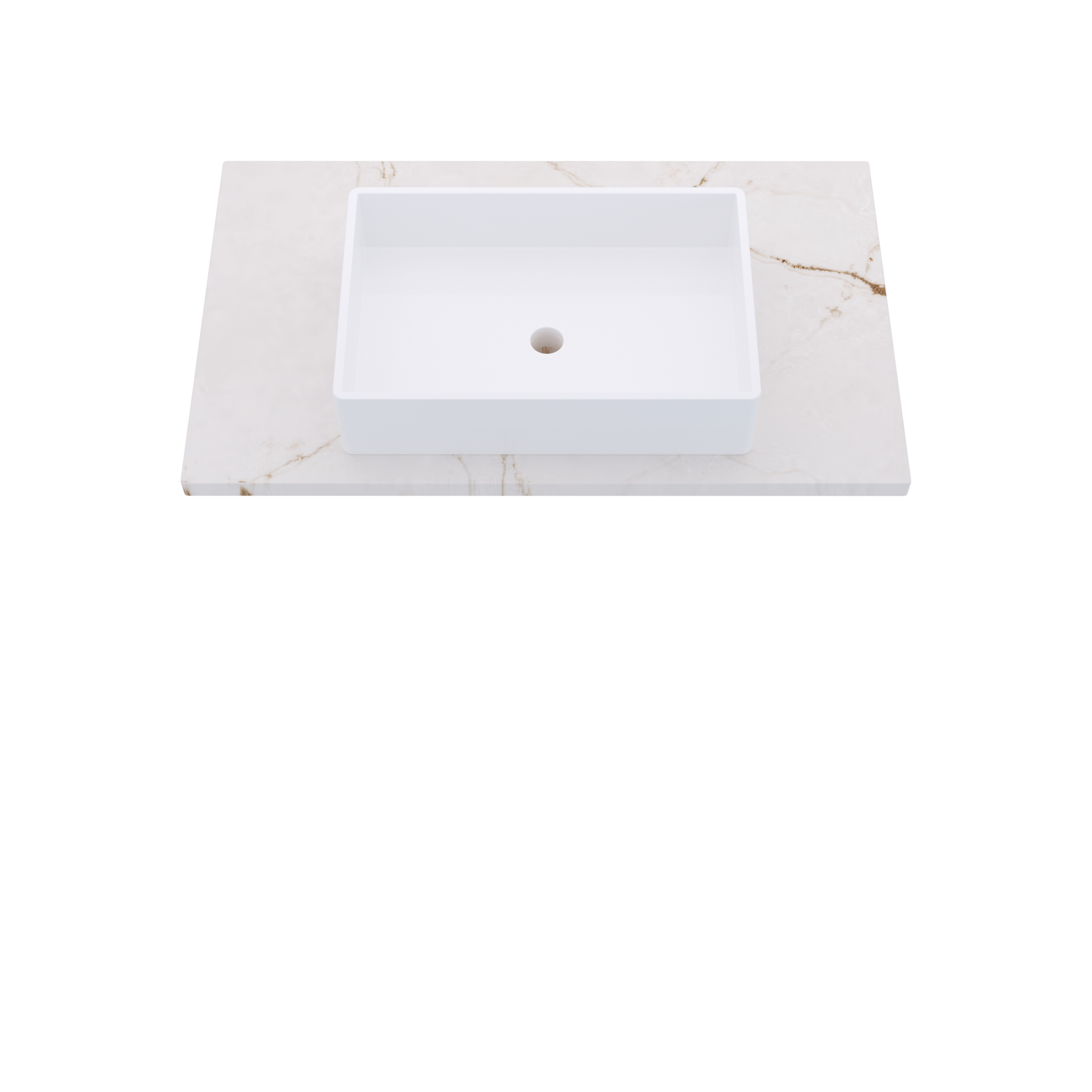 37" Vanderloc Silestone® Quartz Bathroom Vanity Top | Single Vigo Sink | Centered in Versailles Ivory