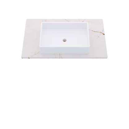 37" Vanderloc Silestone® Quartz Bathroom Vanity Top | Single Vigo Sink | Centered in Versailles Ivory