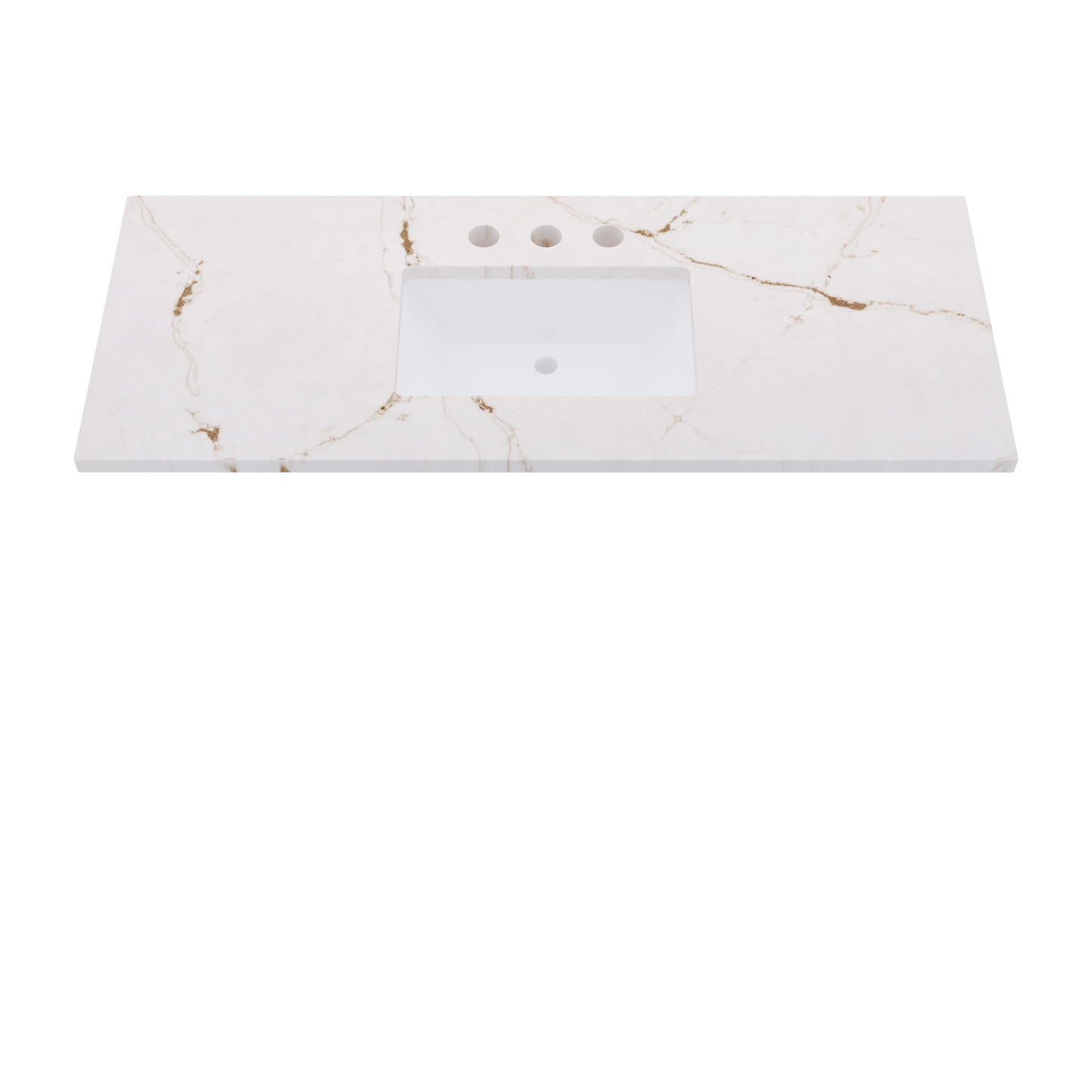 55" Vanderloc Silestone® Quartz Bathroom Vanity Top | Single Rectangle Sink | Centered in Versailles Ivory
