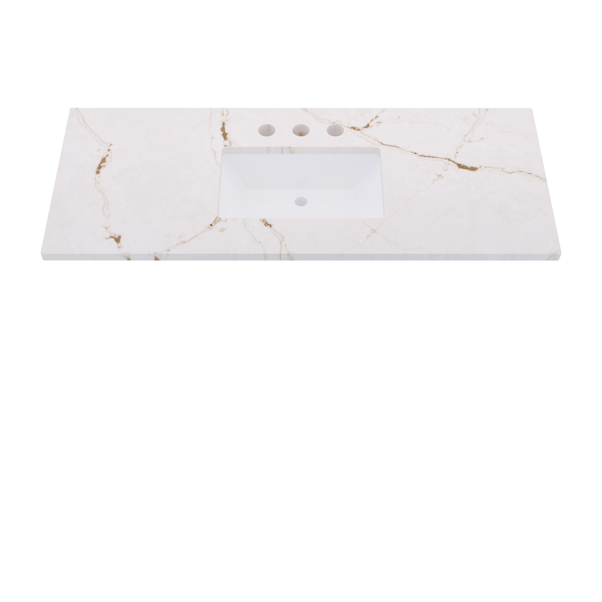 55" Vanderloc Silestone® Quartz Bathroom Vanity Top | Single Rectangle Sink | Centered in Versailles Ivory
